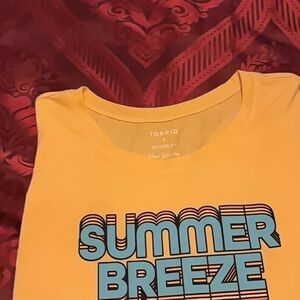 Torrid Yellow Graphic Tee with Multicolor Text NWT